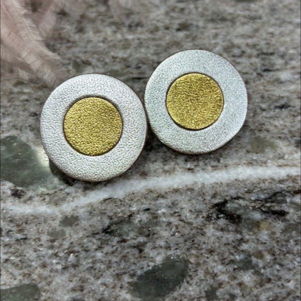 Δερμάτινα Σκουλαρίκια Κύκλοι Δίχρωμοι