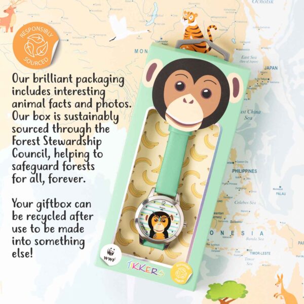 Παιδικό Ρολόι TIKKERS με Σχέδιο στο Καντράν Χιμπατζή