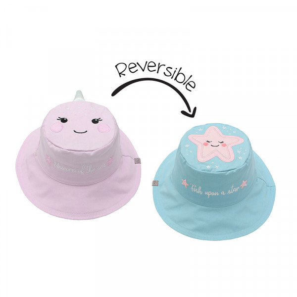 FlapJackKids Καπέλο Διπλής Όψης UPF 50 Narwhal/Starfish (Cotton) 6M-24M