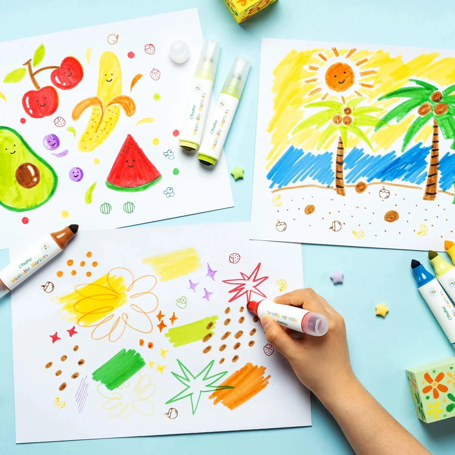 Ohuhu Σετ 12 Μαρκαδόρων Νερού με Σφραγίδες - Image 7