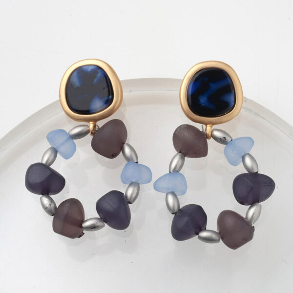 Blue Harmony – Χειροποίητα Σκουλαρίκια με Ορείχαλκο και Ρητίνη