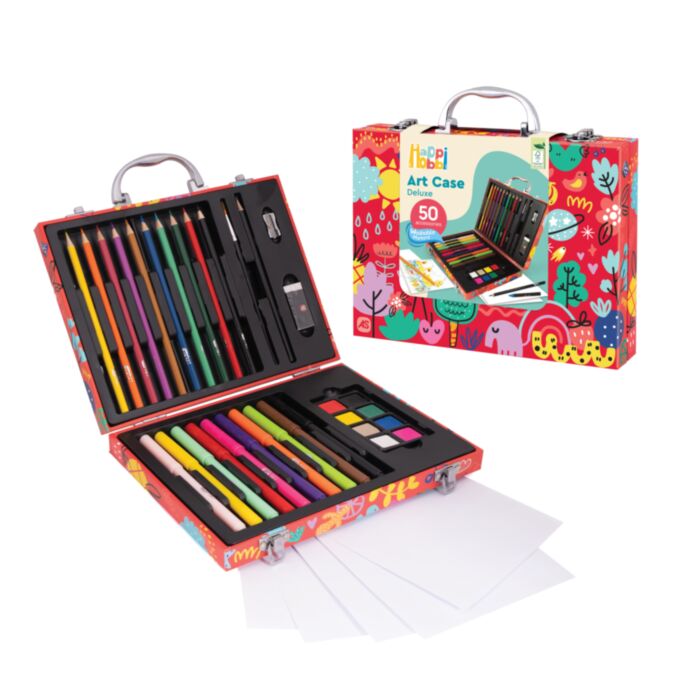 HappiHobbi Κασετίνα Ζωγραφικής Ξύλινη Deluxe My World Με 50 Αξεσουάρ Για 3+ Χρονών - Image 3