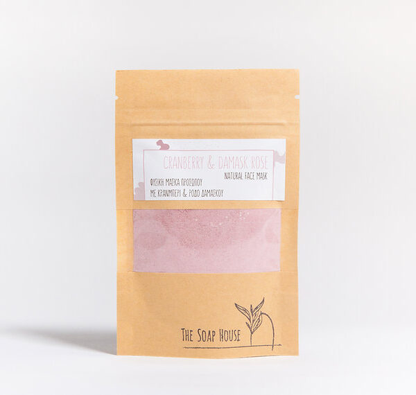 Φυσική Μάσκα Προσώπου Ροζ Άργιλο, Κράνμπερι & Ρόδο Δαμασκού