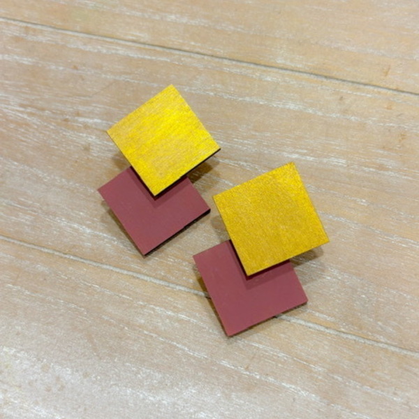 Ξύλινα Χειροποίητα Σκουλαρίκια “Pyramidis”