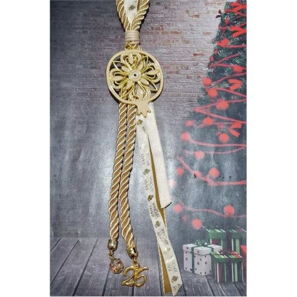 Χειροποίητο Γούρι 2026  Ρόδι Χρυσό Μπεζ