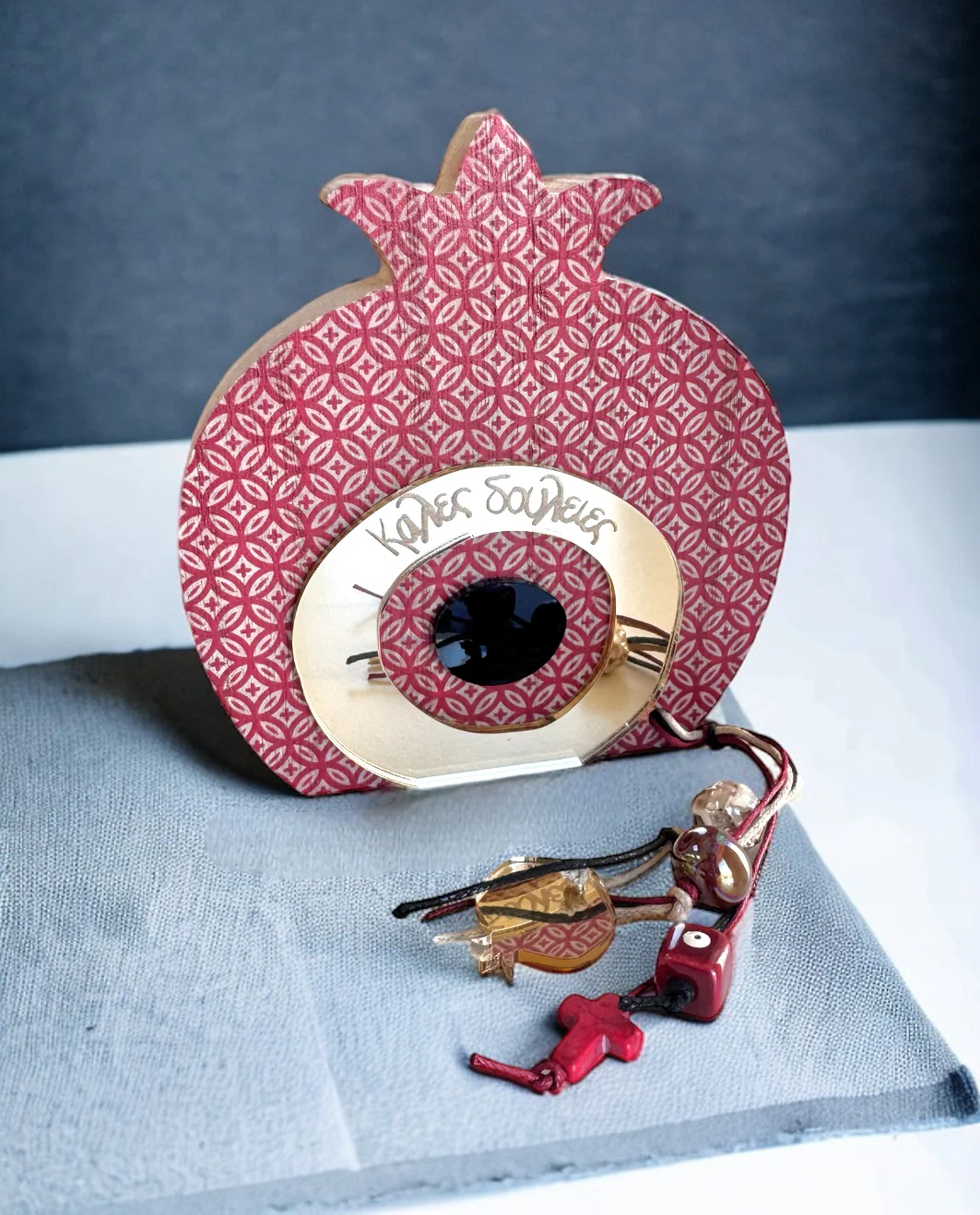 Γούρι Ξύλινο Ρόδι Μάτι Καλές Δουλειές - Image 2