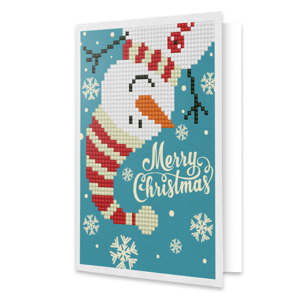 Ευχετήρια Κάρτα με Διαμάντια – Ψηφιδωτό Merry Christmas Snowman