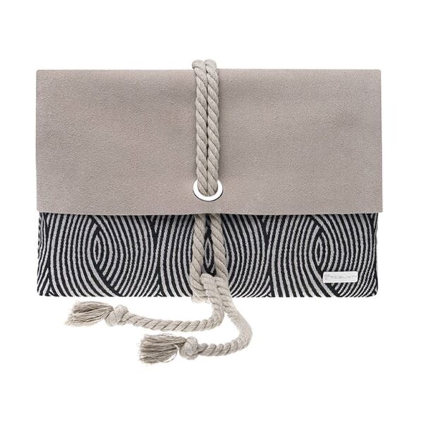 Clutch “Envelope Black Beige Leather”