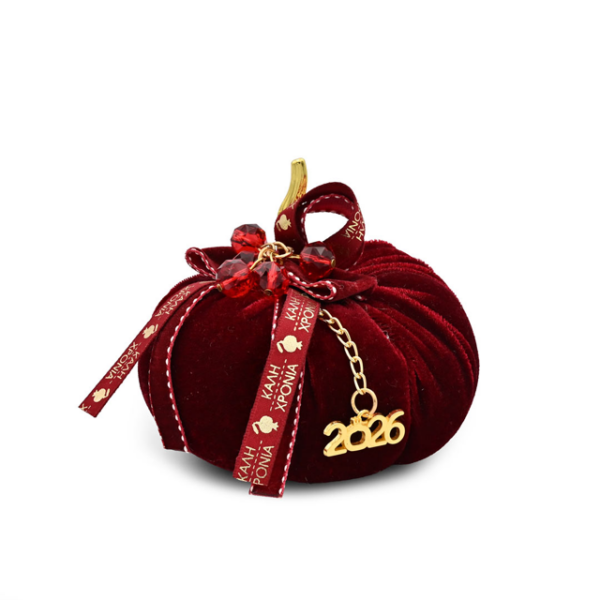 Γούρι Βελούδινη Κολοκύθα  2026 - Κόκκινη , Ρόζ , Λευκή