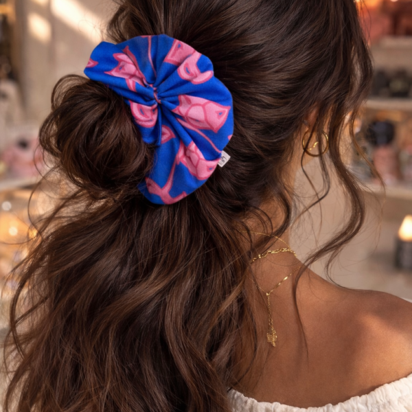 Electric Bloom | Handmade Satin Scrunchie | XXL 23cm / Large 17cm