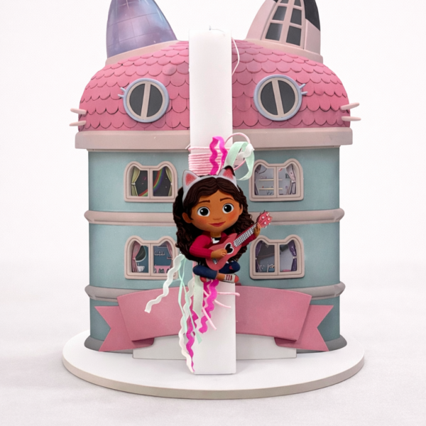 Παιδική Πασχαλινή Λαμπάδα με ξύλινη διακοσμητική βάση  – GABBY DOLLHOUSE