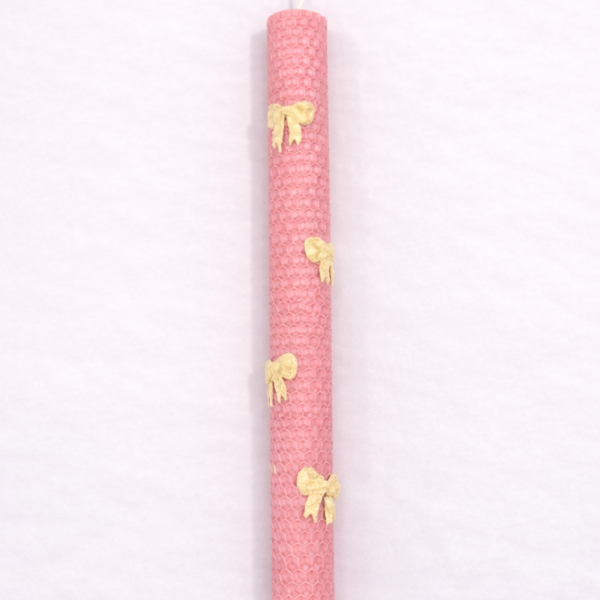 ✨ Χειροποίητη λαμπάδα από φυσικό κερί μέλισσας με φιογκάκια