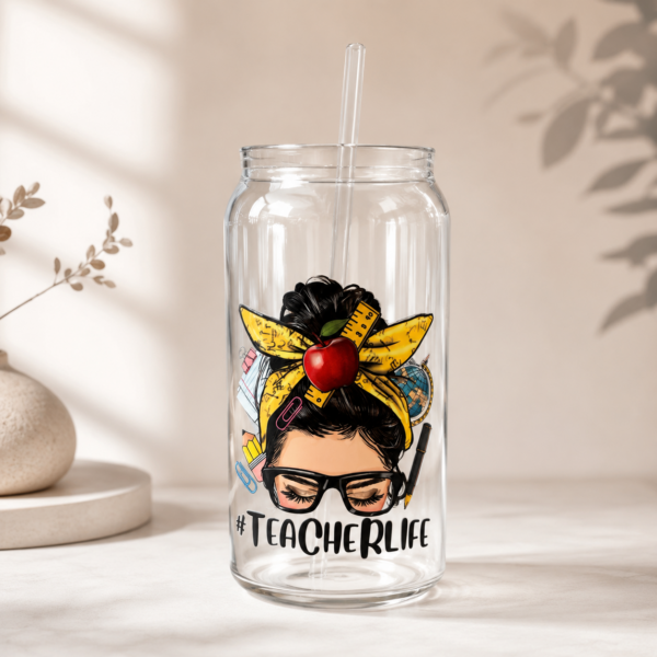 Ποτήρι  560ml από Βοριοπυριτικό Γυαλί με Γυάλινο Πυρίμαχο Καλαμάκι – Teacher